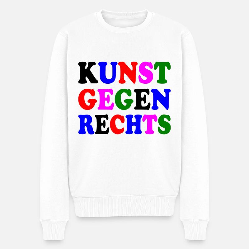Kunst gegen rechts - Männer Premium Bio Pullover - Weiß