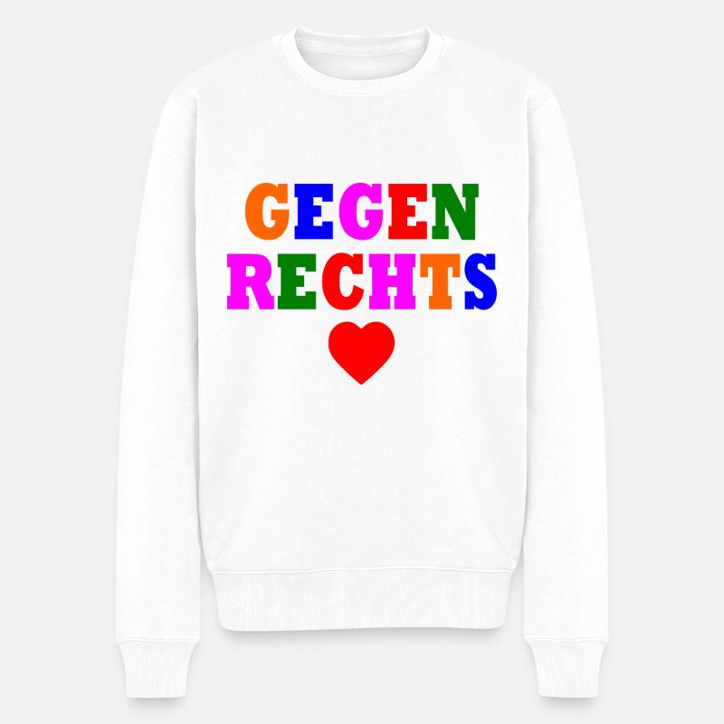 Gegen rechts - Männer Premium Bio Pullover - Weiß