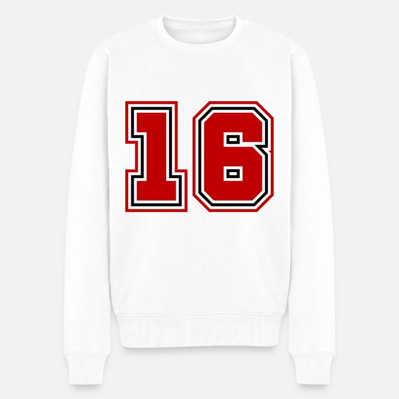 16 Zahl symbol - Männer Premium Bio Pullover - Weiß