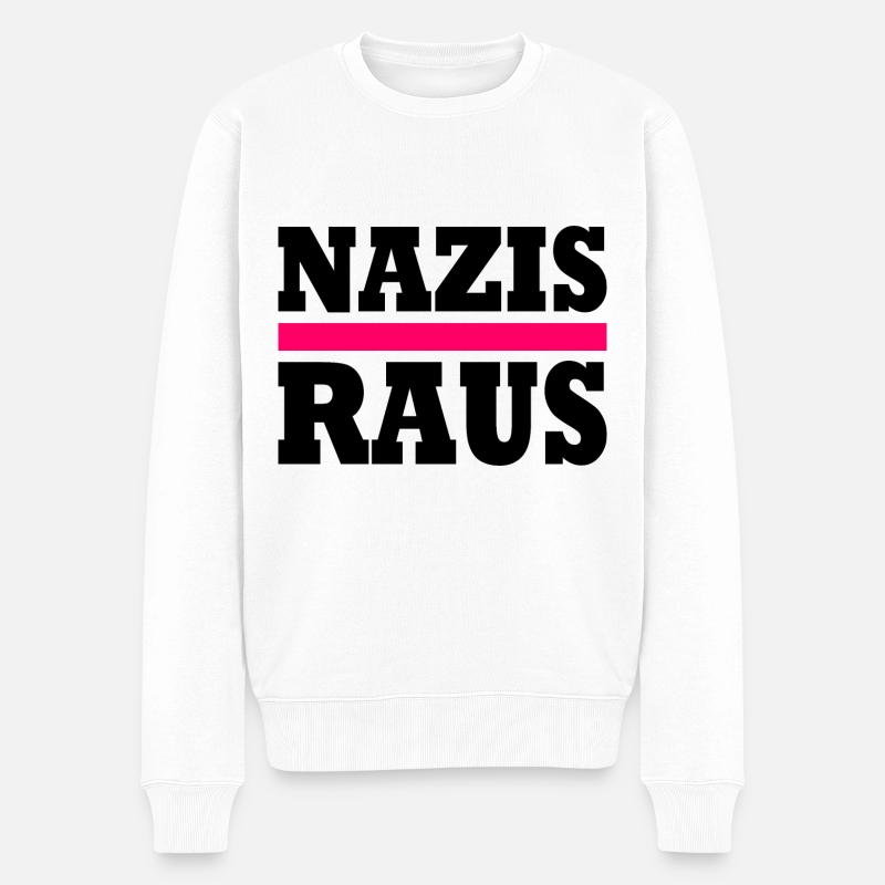 Nazis raus - Männer Premium Bio Pullover - Weiß