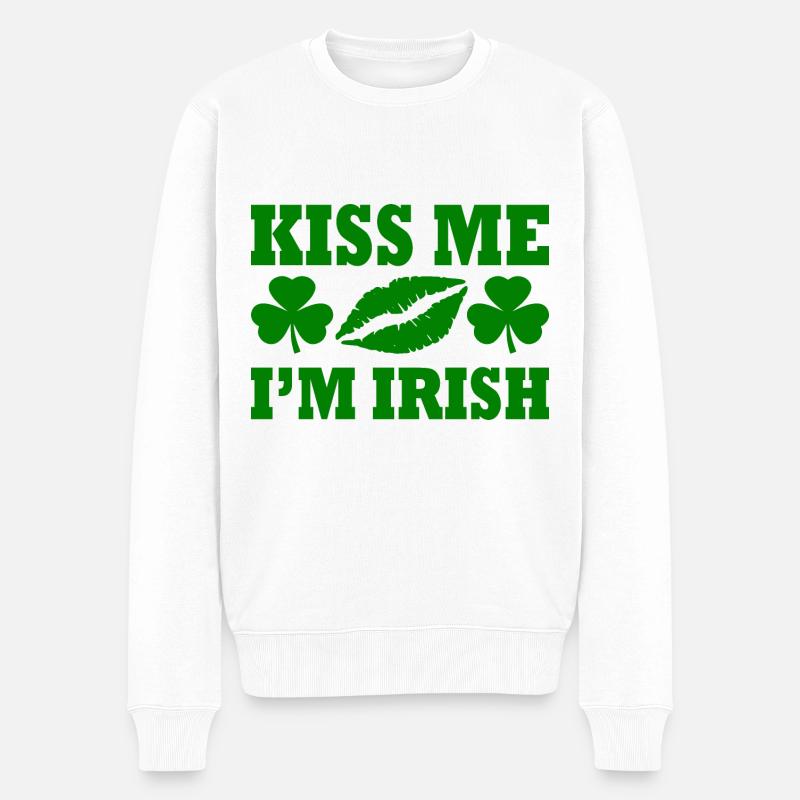 kiss me im irish - Männer Premium Bio Pullover - Weiß
