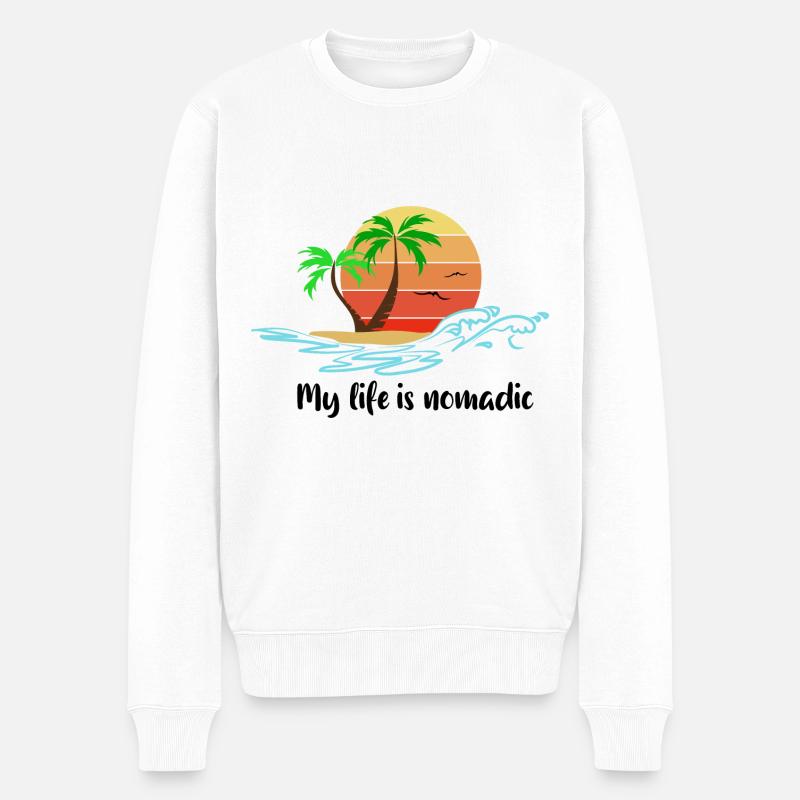 My life is nomadic - Männer Premium Bio Pullover - Weiß