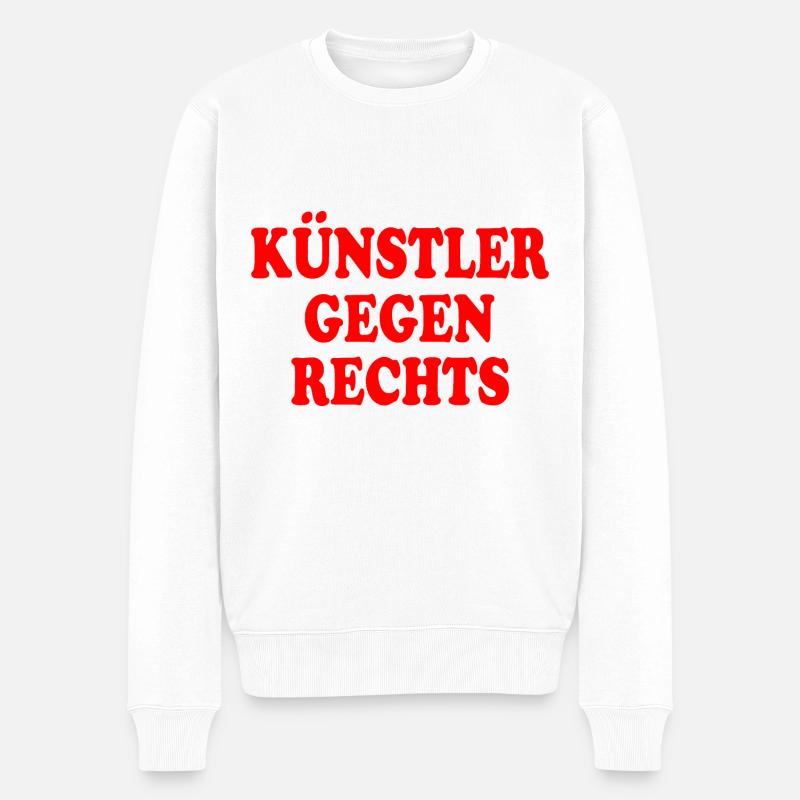 Künstler gegen rechts - Männer Premium Bio Pullover - Weiß