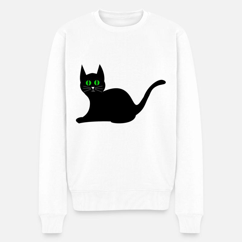 schwarze Katze - Männer Premium Bio Pullover - Weiß