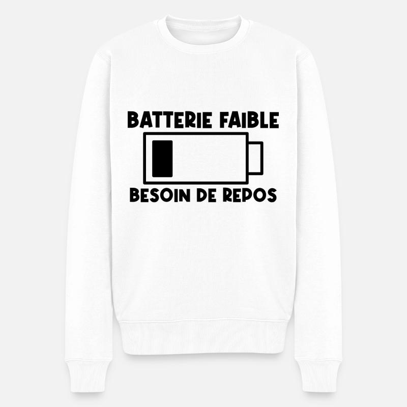 Batterie faible - Pull Premium bio Homme - blanc