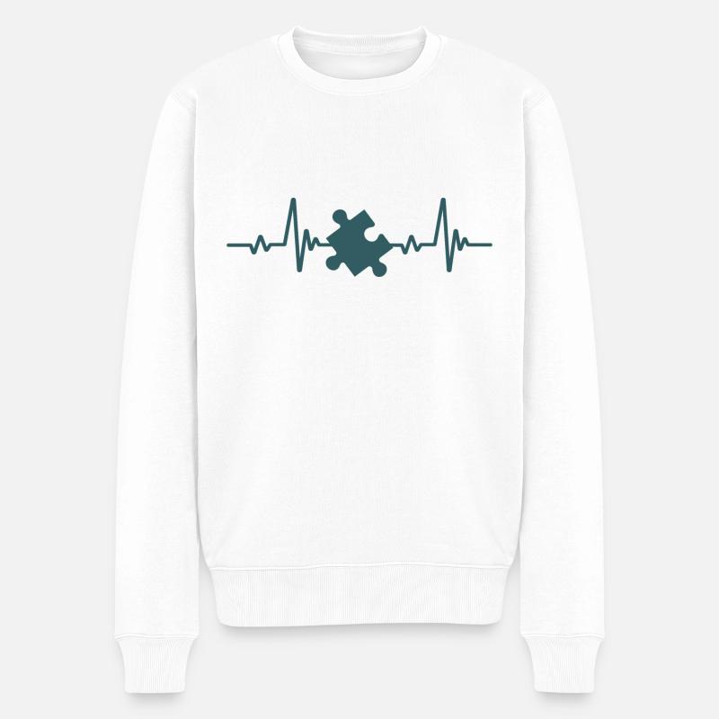 puzzle | Battement de coeur - Pull Premium bio Homme - blanc