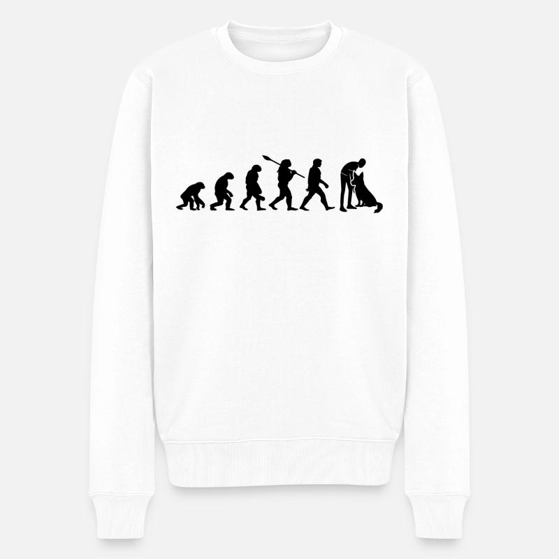 Evolution Lustiger Belgischer Schäferhund Malinois - Männer Premium Bio Pullover - Weiß