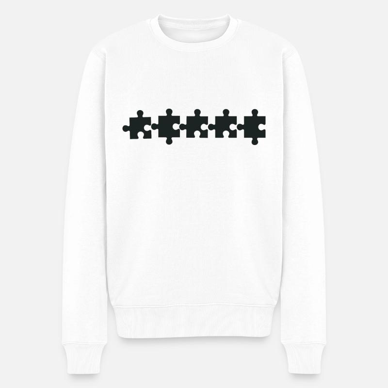 Puzzleteil - Männer Premium Bio Pullover - Weiß