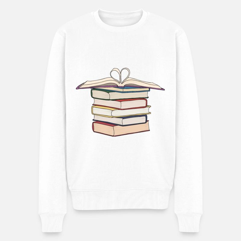 Stapelzeichnung | Bücher Zeichenbücher - Männer Premium Bio Pullover - Weiß