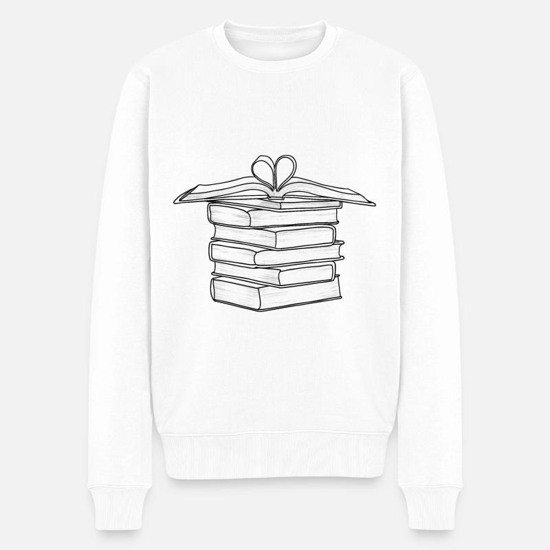 Stapelzeichnung | Bücher Zeichenbücher - Männer Premium Bio Pullover - Weiß