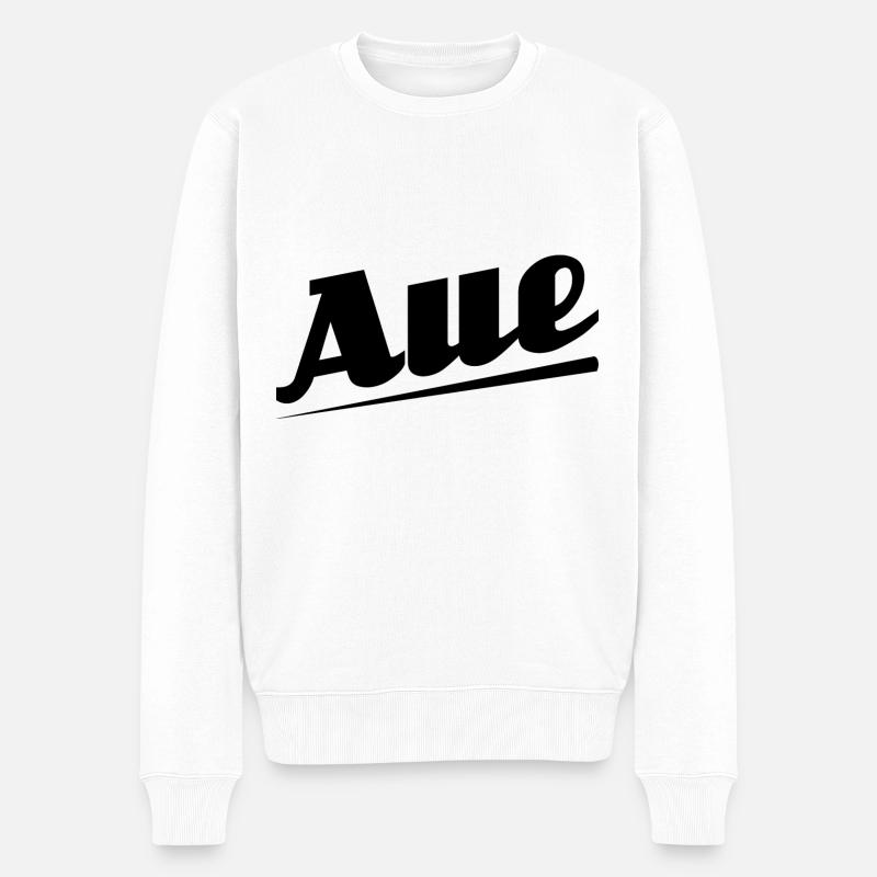Aue - Textdesign mit Stadtnamen - Männer Premium Bio Pullover - Weiß
