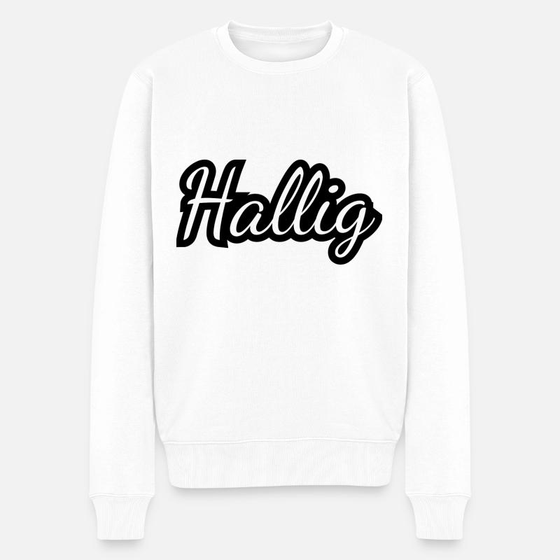 Hallig - Textdesign mit Stadtnamen - Männer Premium Bio Pullover - Weiß