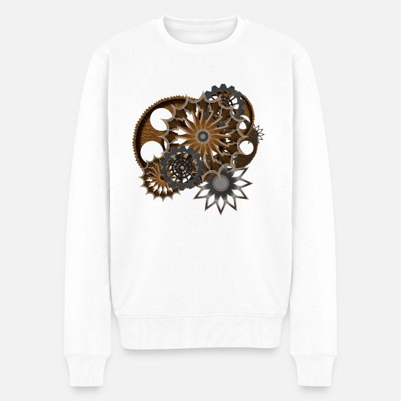 Steampunk - Männer Premium Bio Pullover - Weiß