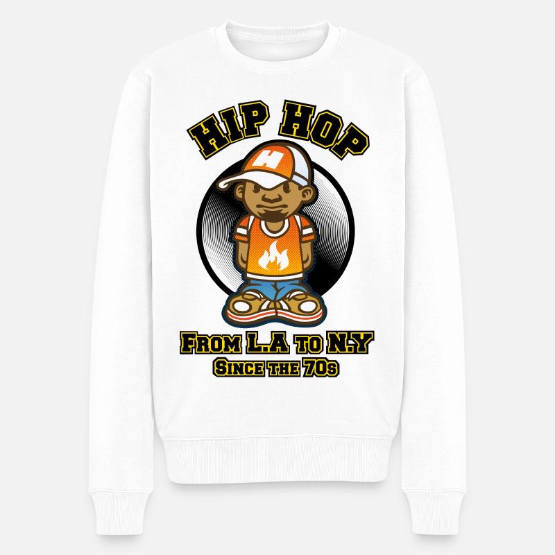 HIP HOP - Männer Premium Bio Pullover - Weiß