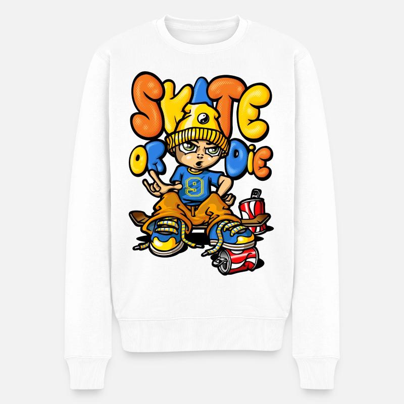 Skate and graffitis - Männer Premium Bio Pullover - Weiß