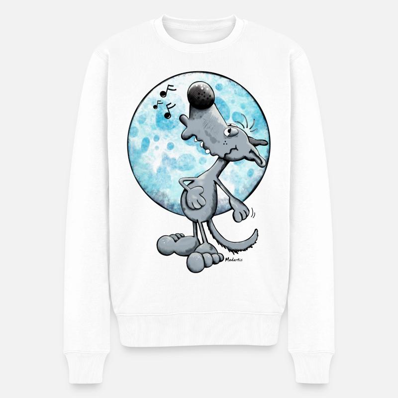 Musikalischer Wolf - Männer Premium Bio Pullover - Weiß