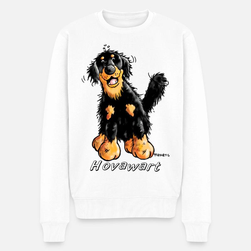 Fröhlicher Hovawart - Männer Premium Bio Pullover - Weiß