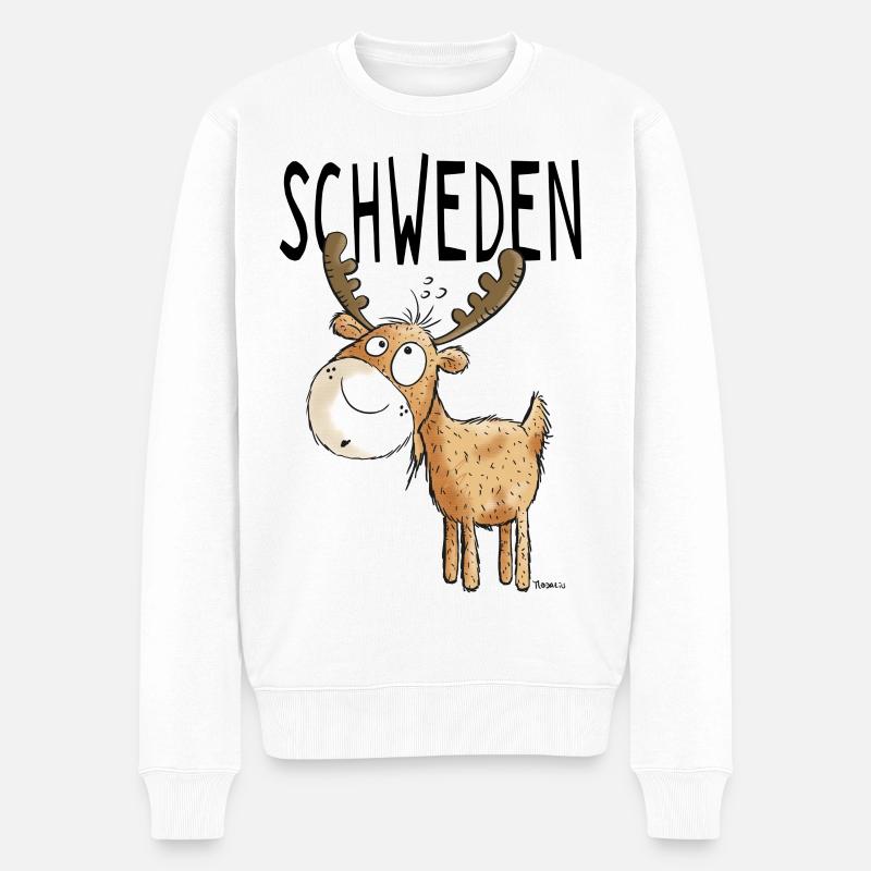 Elch aus Schweden - Elche - Hirsch - Geschenk - Männer Premium Bio Pullover - Weiß