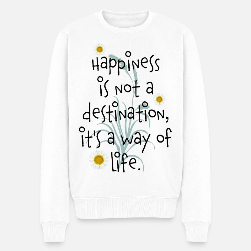 happy - Männer Premium Bio Pullover - Weiß