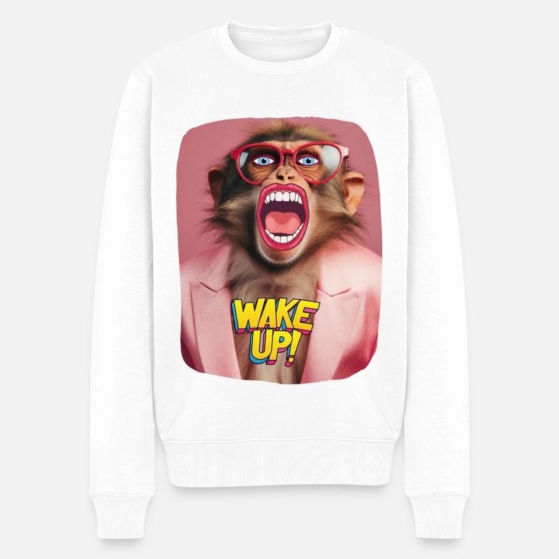 Weckruf - Männer Premium Bio Pullover - Weiß
