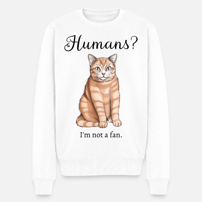 Katzen und Menschen - Männer Premium Bio Pullover - Weiß