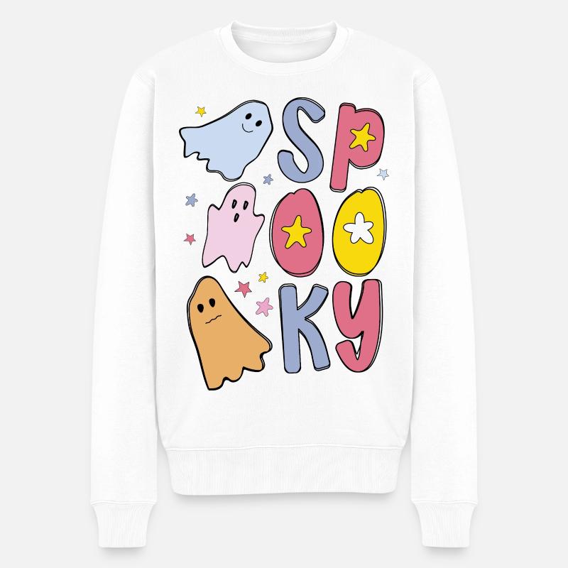 Fantôme effrayant d’Halloween - Pull Premium bio Homme - blanc