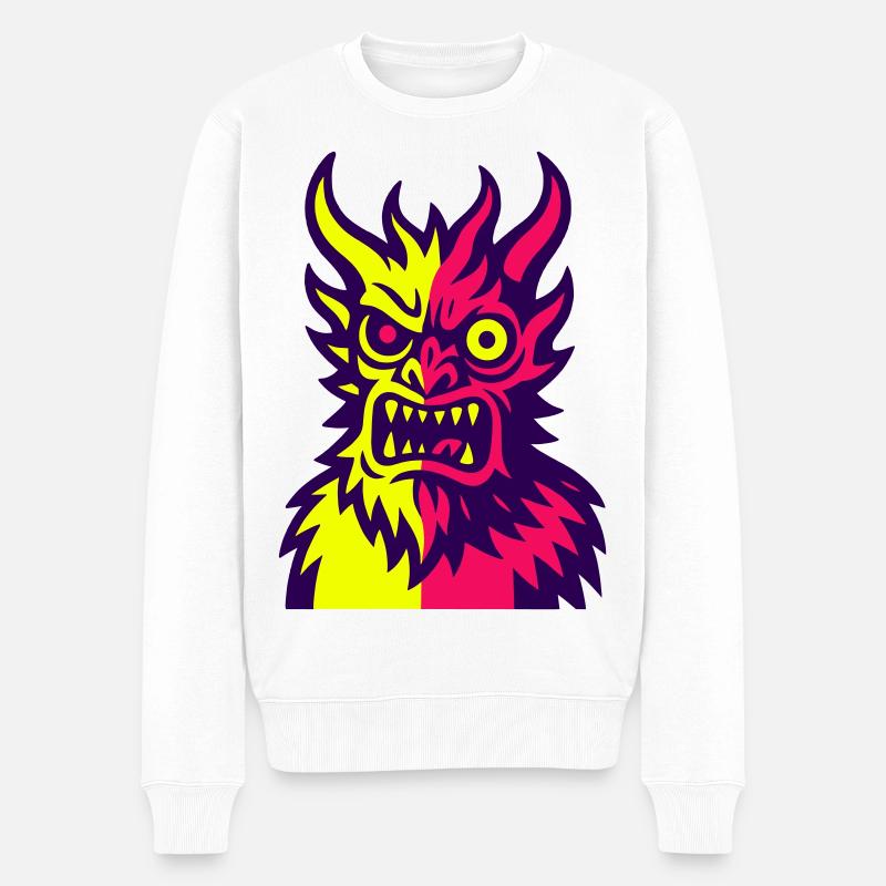 Pop Art Le monstre du diable - Pull Premium bio Homme - blanc