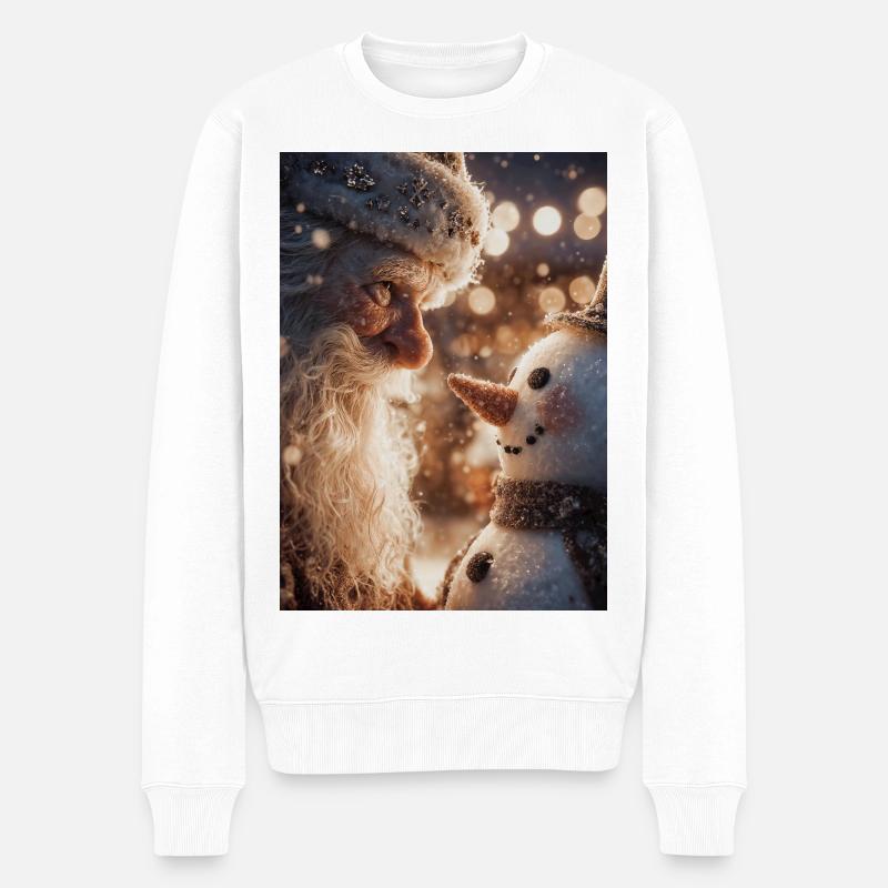 Snowbound Santa und Schneemann - Männer Premium Bio Pullover - Weiß