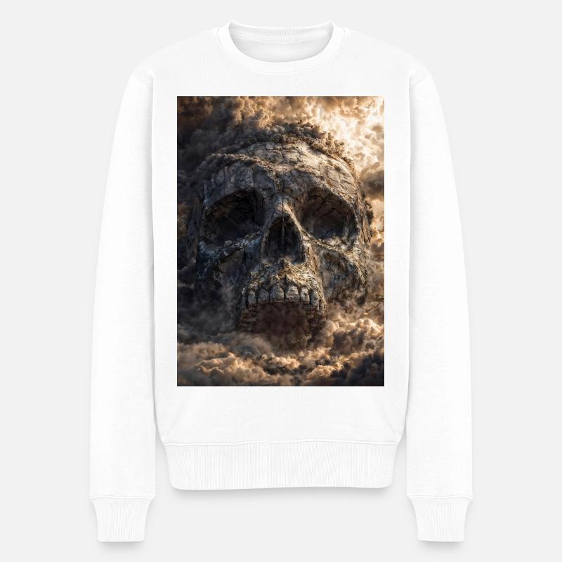 Crâne dans les nuages d’orage - Pull Premium bio Homme - blanc