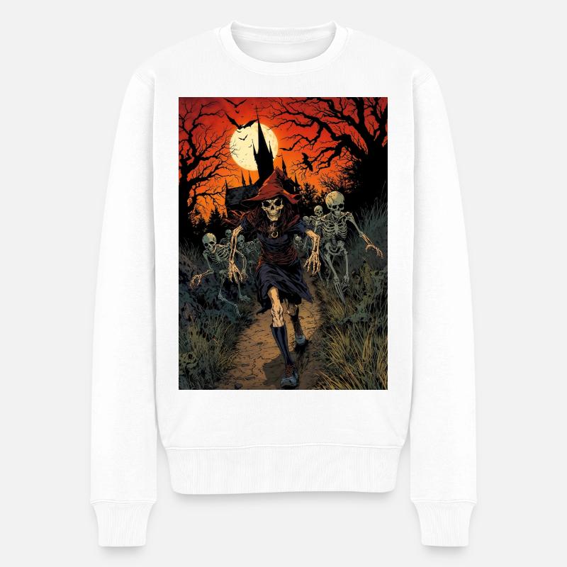 Sinistre vagabond dans un crépuscule hanté - Pull Premium bio Homme - blanc