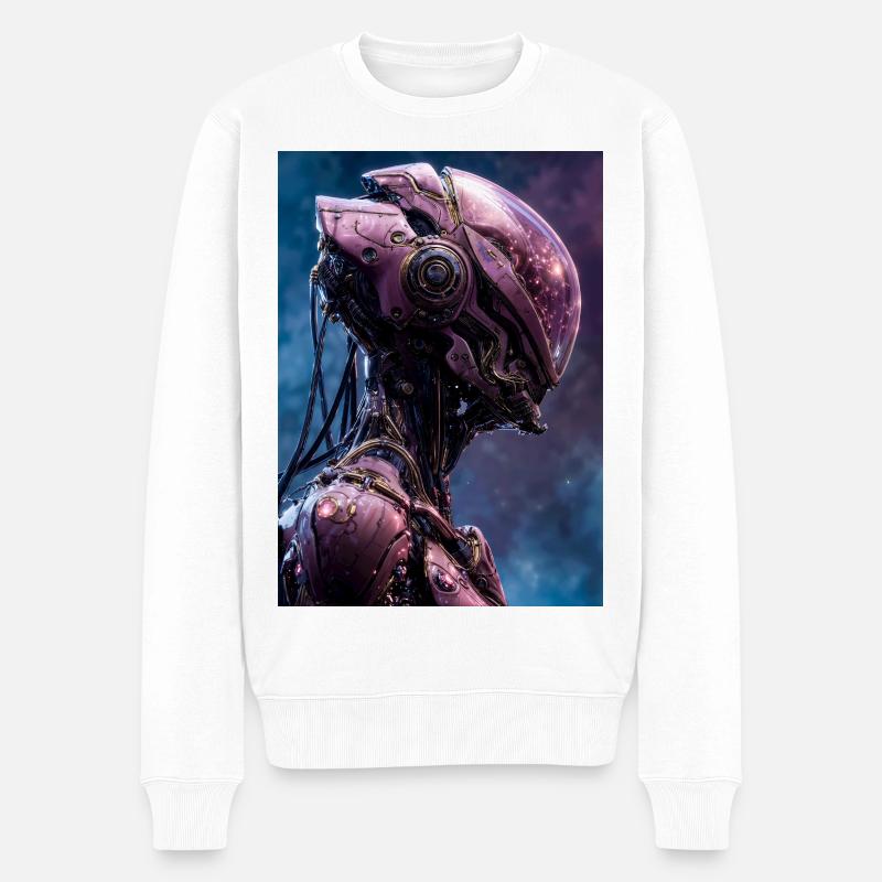 Rosa Neon-Mech-Porträt - Männer Premium Bio Pullover - Weiß