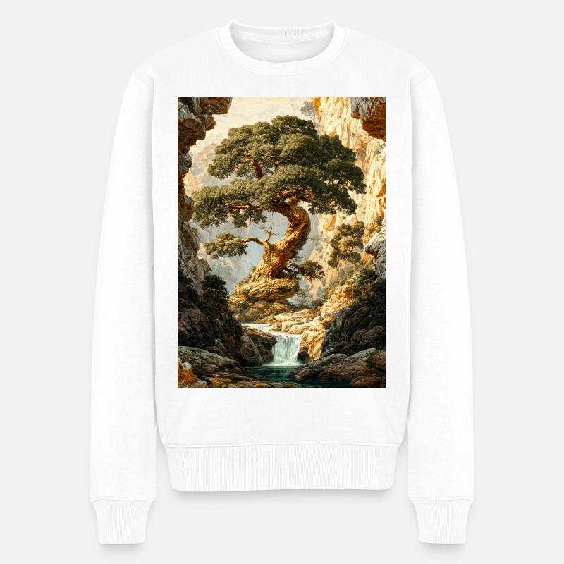 Uralter Baum in den Canyon Falls - Männer Premium Bio Pullover - Weiß