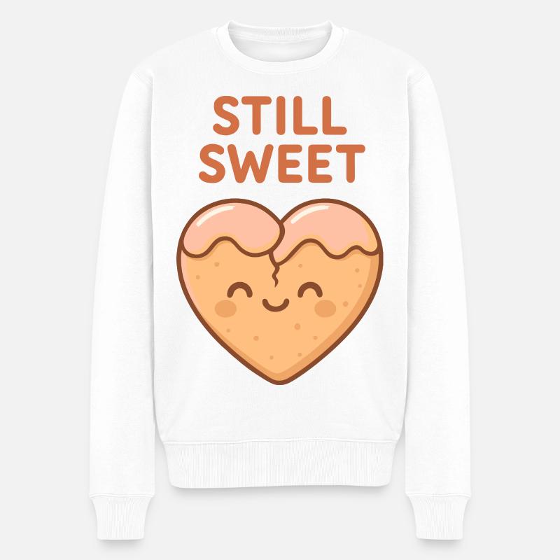 Noch süßes Keksherz - Männer Premium Bio Pullover - Weiß