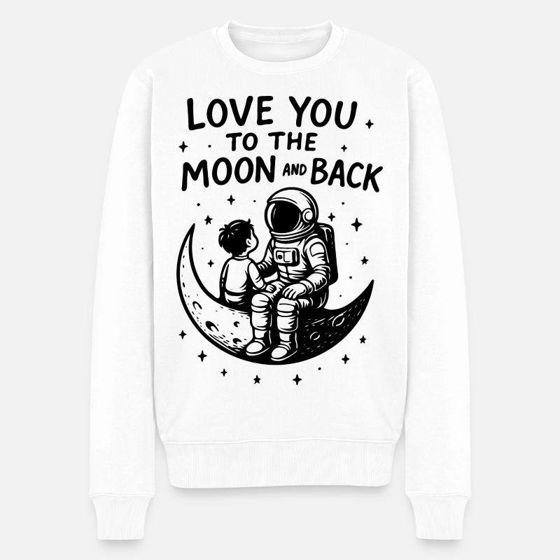 Moon Bond : astronaute et enfant - Pull Premium bio Homme - blanc