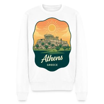 Insigne du Parthénon d’Athènes Vintage Sunset - Pull Premium bio Homme - blanc - Devant - Thijin (182cm)