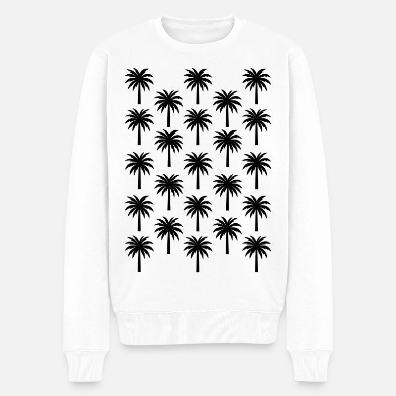 Palmier noir à motif de palmier - Pull Premium bio Homme - blanc