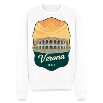 Verona Roman Arena Vintage Reiseabzeichen - Männer Premium Bio Pullover - Weiß - Vorne - Thijin (182cm)