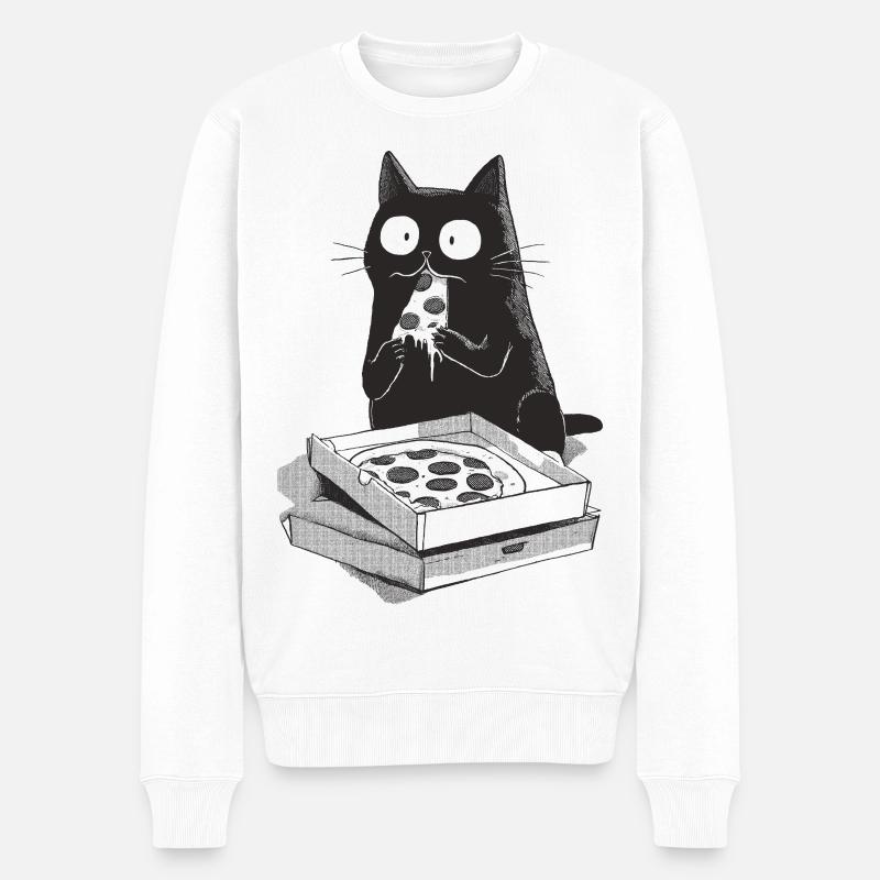 Pizza Cat - Pull Premium bio Homme - blanc
