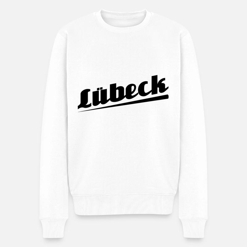 Lübeck - Textdesign mit Stadtnamen - Männer Premium Bio Pullover - Weiß