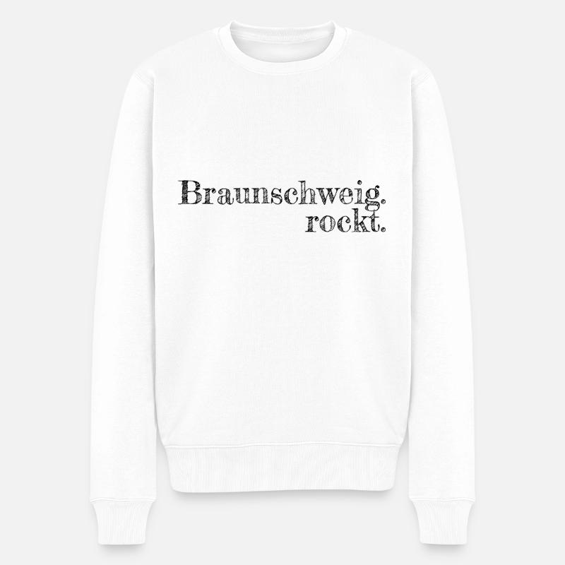 Braunschweig rockt - Textdesign mit Stadtnamen - Männer Premium Bio Pullover - Weiß