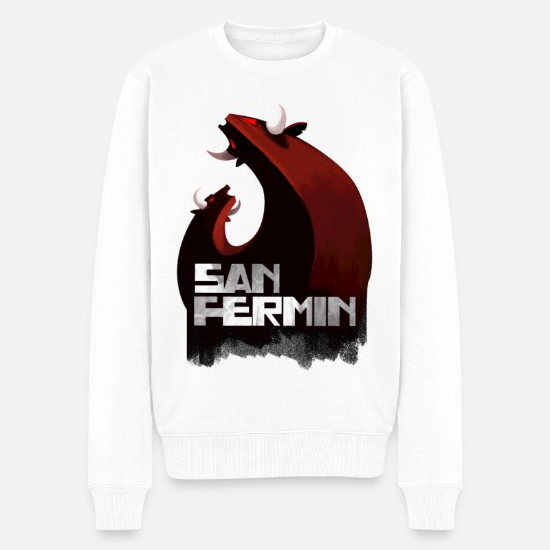 San Fermin Stier - Männer Premium Bio Pullover - Weiß