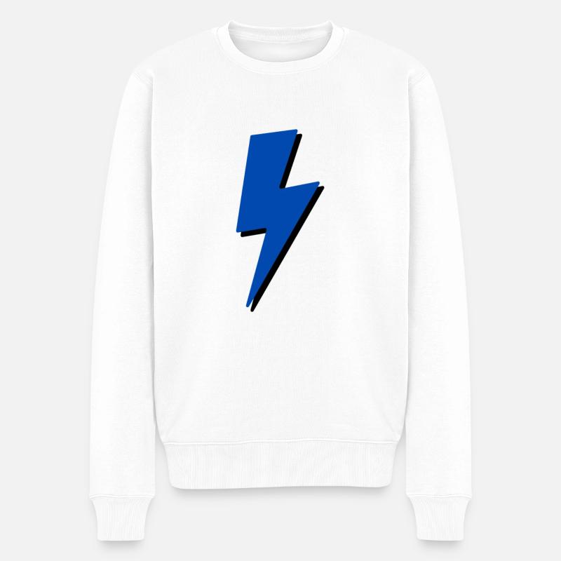 Éclair bleu et noir - Pull Premium bio Homme - blanc