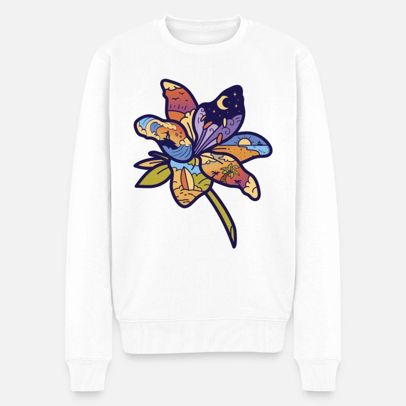 Blume - Männer Premium Bio Pullover - Weiß