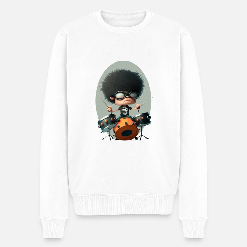 Drummer Boy - Männer Premium Bio Pullover - Weiß