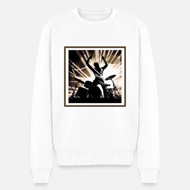 Drummer light - Männer Premium Bio Pullover - Weiß
