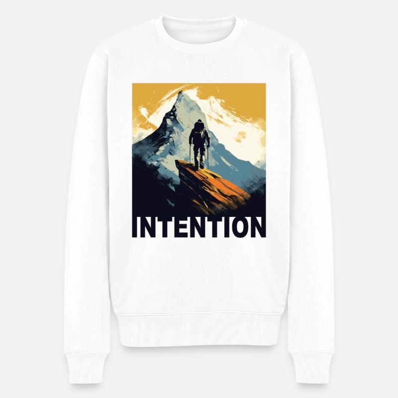 Mountain Intention - Männer Premium Bio Pullover - Weiß