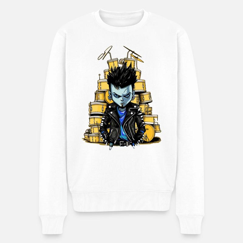 Drummer bigger - Männer Premium Bio Pullover - Weiß