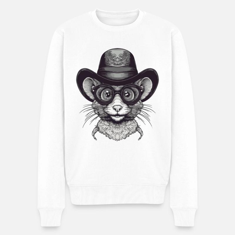 Maus - Männer Premium Bio Pullover - Weiß