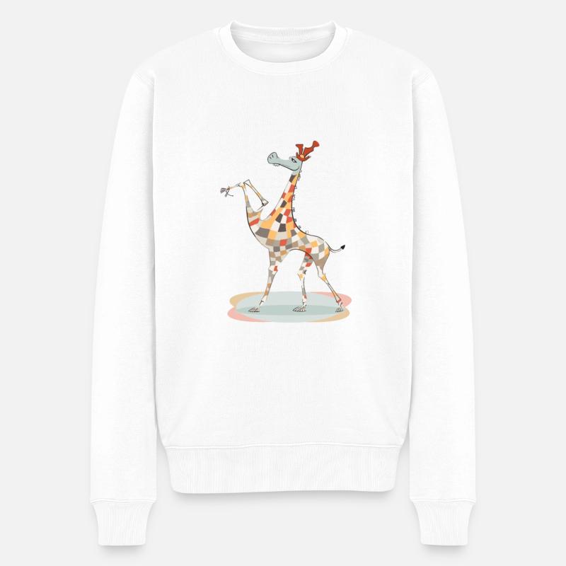 Giraffe - Männer Premium Bio Pullover - Weiß