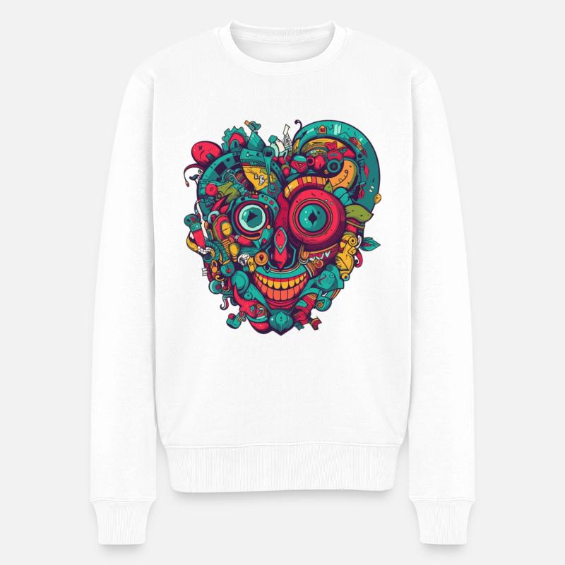 Herz Liebe - Männer Premium Bio Pullover - Weiß